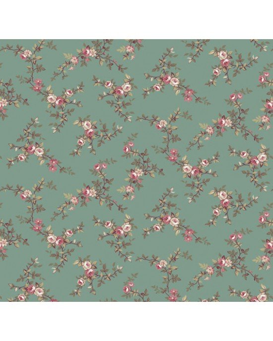 Tecido Estampado Floral Di Rose cor - 01 (Verde) Tecido Estampado Floral Di Rose cor - 01 (Verde)